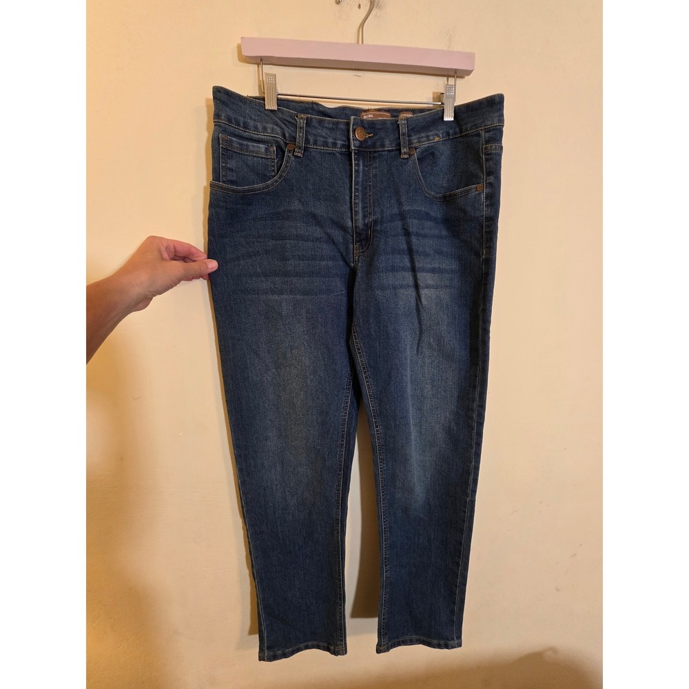 Stitches & Rivets Mens Slim Fit Jeans 34x30 Medium Wash Stretch Denim Blue